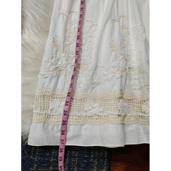 Adrianna Papell White V-Neck Boho Festival Weddinguest Sleeveless Lace Dress 10 - Picture 8 of 10